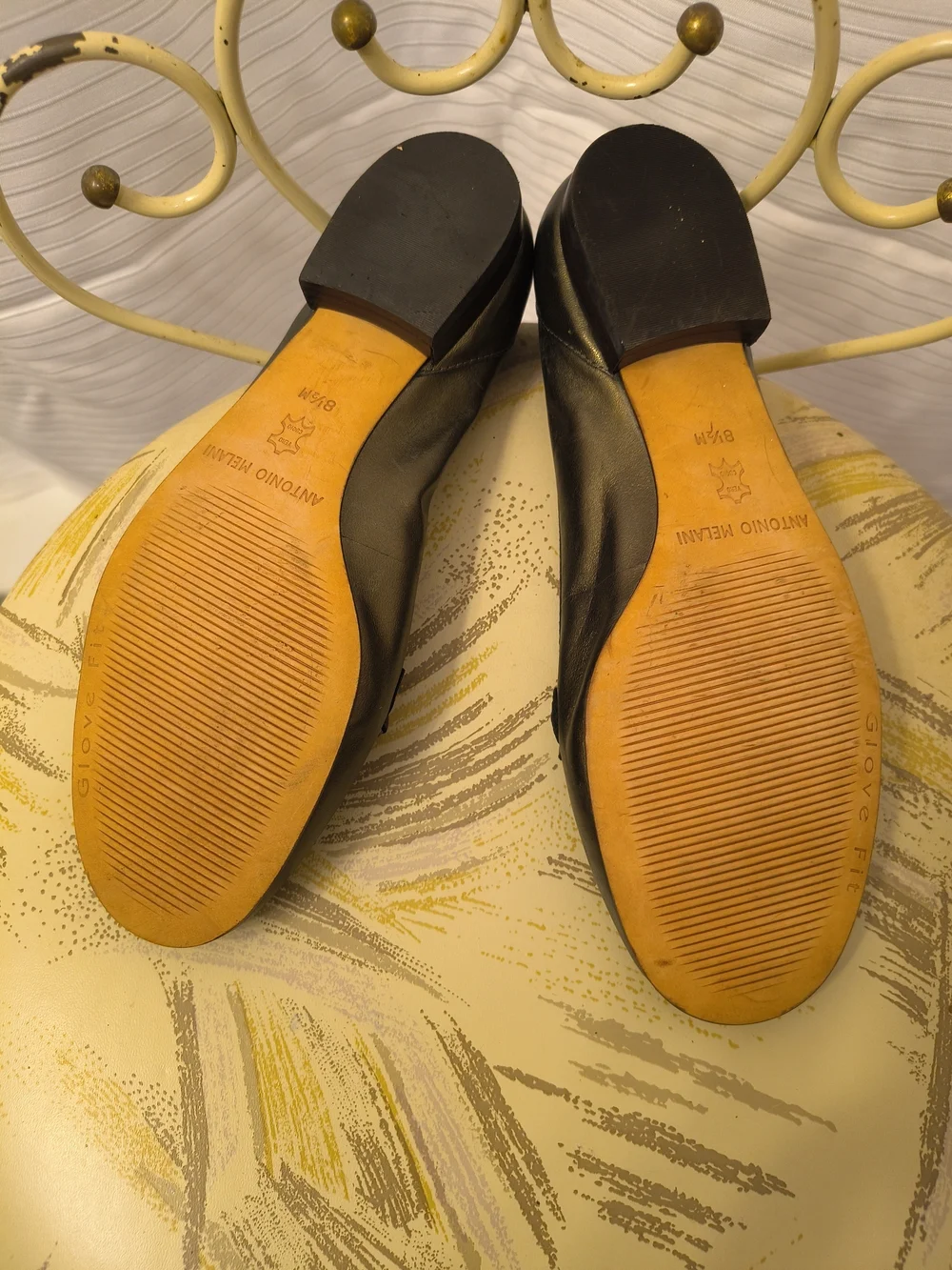 Antonio Melani Black Leather Loafers with Jewel Accent
